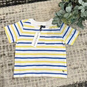 Janie And Jack‎ Boys Basic Yellow And Blue Stripe T With Pocket Size 12-18month